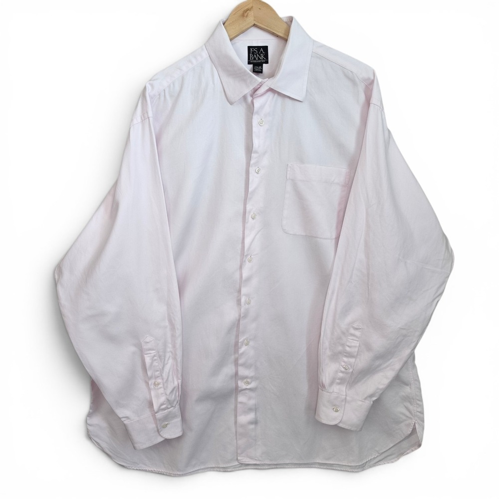Jos A Bank Dress Shirt Mens‎ 17.5 35 Light Pink Button Pocket Career Cotton